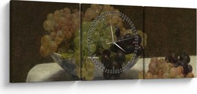 Tablou - Henri Fantin-Latour, Still Life with Grapes and a Carnation, reproducere (cu ceas) (90x30 cm)