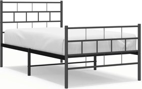 vidaXL Cadru pat metalic cu tăblii de cap/picioare, negru, 107x203 cm
