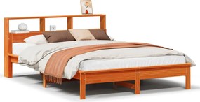 vidaXL Cadru pat fără saltea, maro ceruit, 140x190 cm, lemn masiv pin