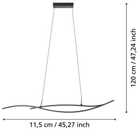 Lustră LED pe cablu Eglo 901207 GRISOLIA LED/20W/230V 4000K negru