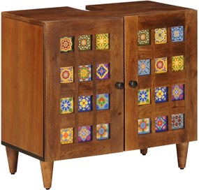 vidaXL Dulap pentru Chiuveta de Baie cu ușă castan 62 x 33 x 58 cm