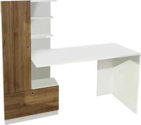 Birou DOMINGOS, alb/alun, PAL melaminat, 120x74x120 cm