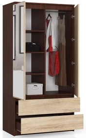 Dulap de haine Safwan II (wenge + stejar sonoma) (cu oglindă). 1069830
