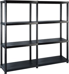 vidaXL Raft de depozitare cu 4 polițe, negru, 122x30,5x130 cm, plastic