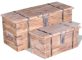 vidaXL Set de două cufere de depozitare din lemn de acacia