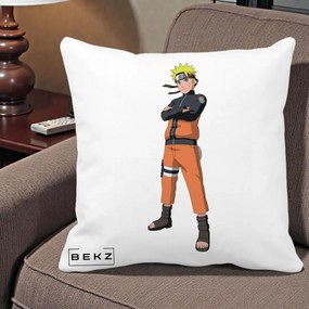 Perna Personalizata Naruto Uzumaki Portret Complet, 40x40 cm, Alba Mata, Husa Detasabila, Perna Inclusa, BEKZ®