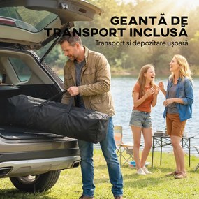 Outsunny Pavilion Pliabil 3.5x3.5 m Pop Up, Montare Ușoară cu Buton Central, Pavilion de Grădină Reglabil pe Înălțime cu Acoperiș Dublu, Geantă de Transport, UV50+, pentru Exterior, Gri Închis | Aosom Romania