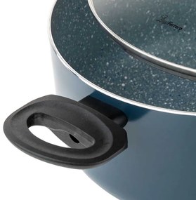 Cratiță Luigi Ferrero Prima FR-2244, 22x9.5 cm, 3.1 l, Acoperire neaderentă din marmură, Capac din sticlă cu gaură pentru abur, Inducție, Albastru închis