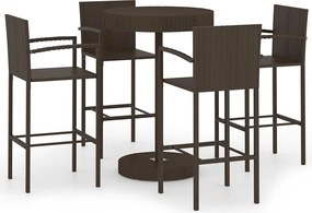 vidaXL Set mobilier bar de grădină, 5 piese, maro, poliratan