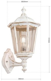 Aplica de perete exterior stil clasic IP43 Puchberg AL 11K/82570 weiß-gold/rauch OR