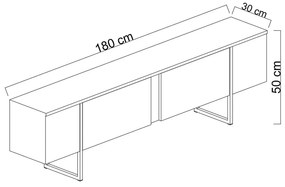 Comodă TV în culoare naturală cu aspect de lemn de nuc 180x30 cm Luxe – Kalune Design