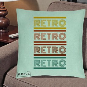 Perna Decorativa RETRO Text Multicolor, 40x40 cm, Verde Menta, Husa Detasabila, Perna Inclusa, BEKZ®
