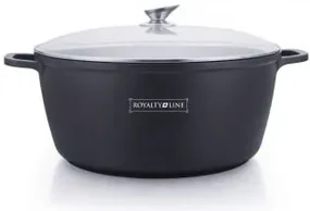 RESIGILAT - Oala mare, 19.5 L, 40 cm, tip cratita marmorata, antiaderenta, neadeziva, cu capac, curatare usoara Royalty Line BS40ML, pentru zacusca,