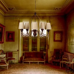 Candelabru pe lanț CLASSIC 6xE14/40W/230V bronz/bej