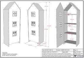 Dulap pentru copii Casami Bruges alb – cu rafturi și cuier – Vipack