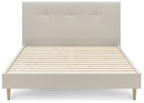 Pat matrimonial 160x200 cm bej tapițat cu somieră Tory – Bobochic Paris