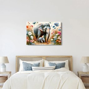 Tablou - Mama elefant, acuarelă (90x60 cm)