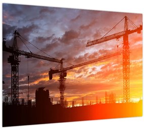 Tablou pe sticlă - Șantier de construcții (70x50 cm)