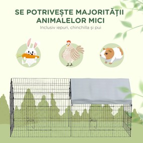 PawHut Cușcă pentru găini cu Acoperiș din Țesătură 220x85x103cm Argintiu | Aosom Romania