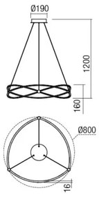Lustră LED dimabilă pe cablu Redo 01-2251 QUARK LED/43W/230V 3000K crom
