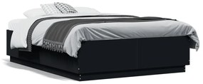 3209654 vidaXL Cadru de pat cu lumini LED, negru, 120x190 cm, lemn prelucrat