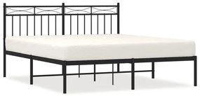 373693 vidaXL Cadru de pat metalic cu tăblie, negru, 150x200 cm