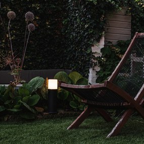 Lampă de exterior cu picior negru cu abajur opalescent alb 30 cm IP44 - Odense