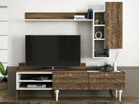 Comoda TV Lenti - Alb, Walnut