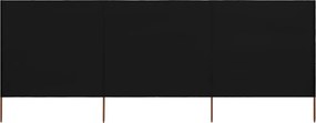 vidaXL Paravan anti-vânt cu 3 panouri, negru, 400 x 120 cm, textil
