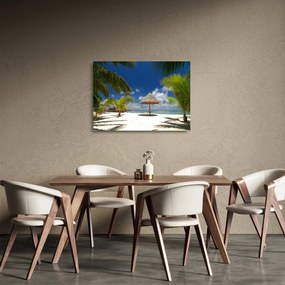 Tablou pe sticlă - Plajă cu nisip alb (70x50 cm)