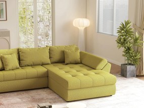 Colțar extensibil dumonde cu ladă de depozitare si sezut confortabil din spuma high-density, Loana Enjoy Green II 270x185 cm