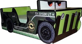 Pat copii masina "Jeep" cu spatiu depozitare