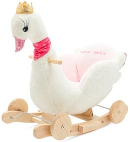 Baby Mix Jucărie balansoar cu roți și melodiiLebăda albă, 61 x 32 x 52 cm