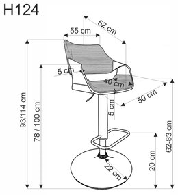 Scaun de bar H124 negru/nuc