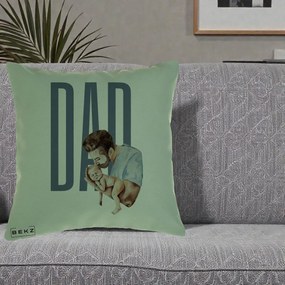 Cadou pentru Tata - Perna Personalizata DAD Tata si Nou-Nascut, 40x40 cm, Verde, Husa Detasabila, Perna Inclusa, BEKZ®