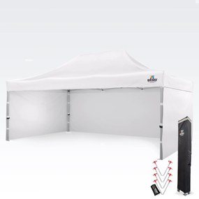 Cort publicitar 4x6 m Premium (Aluminiu) cu 3 pereți – de montare rapidă - cu 3 pereți - Alb