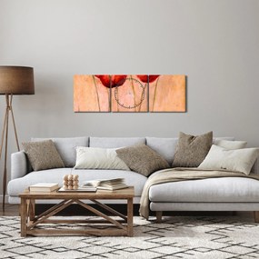 Tablou - Lalele roșii (cu ceas) (90x30 cm)