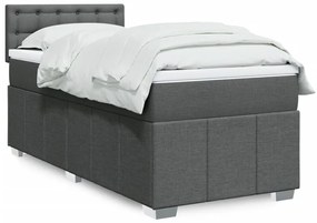 vidaXL Pat box spring cu saltea, gri închis, 90x190 cm, textil