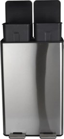 Coș de gunoi argintiu mat pentru reciclare/cu pedală 2x30 l din oțel Aliya – Spirella