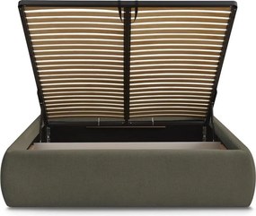 Pat matrimonial verde închis tapițat cu spațiu de depozitare/fără tăblie cu somieră 180x200 cm Inera – Bobochic Paris