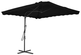 vidaXL Umbrelă de grădină, stâlp din oțel, negru, 250x250x230 cm