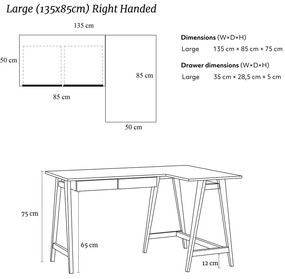 Birou 85x135 cm Luka – Ragaba