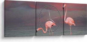 Tablou - Flamingo (cu ceas) (90x30 cm)