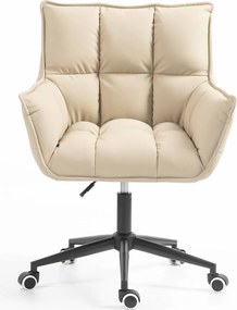 HR560K Scaun Crem Piele Ecologica Premium Soft cu Bază Neagră