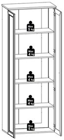 DULAP FIRENZE, 78X38X201 CM, 2 USI, CULOARE ALB, MDF