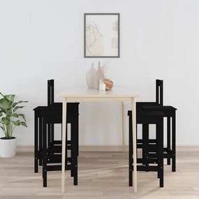 Set scaune de bar, negru, 6 piese, lemn masiv de pin