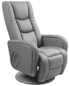 Fotoliu recliner cu functie de masaj Pulsar piele ecologica gri H106 cm