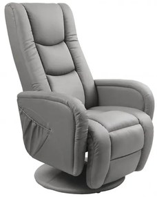 Fotoliu recliner cu functie de masaj Pulsar piele ecologica gri H106 cm