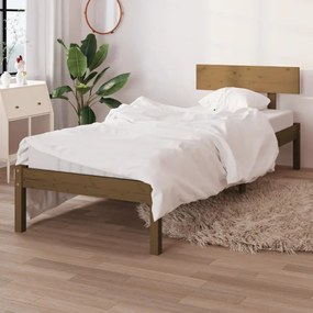 810110 vidaXL Cadru pat UK mic Single, maro miere, 75x190 cm, lemn masiv pin
