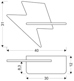 Lampă LED de perete cu raft, pentru copii LIGHTNING LED/4W/230V